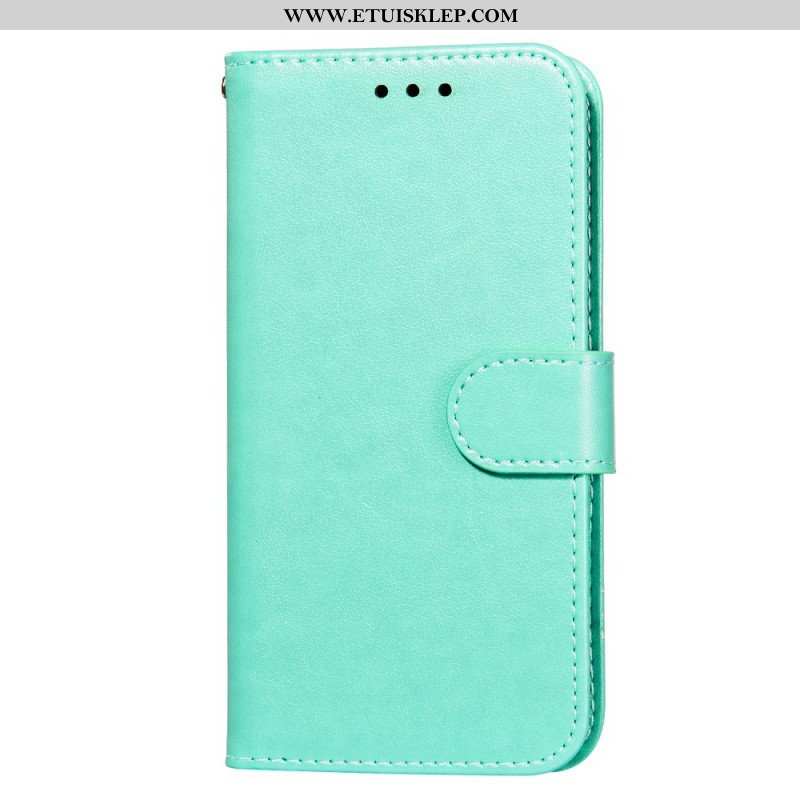 Etui Folio do Samsung Galaxy S22 5G z Łańcuch Pasek W Jednolitym Kolorze